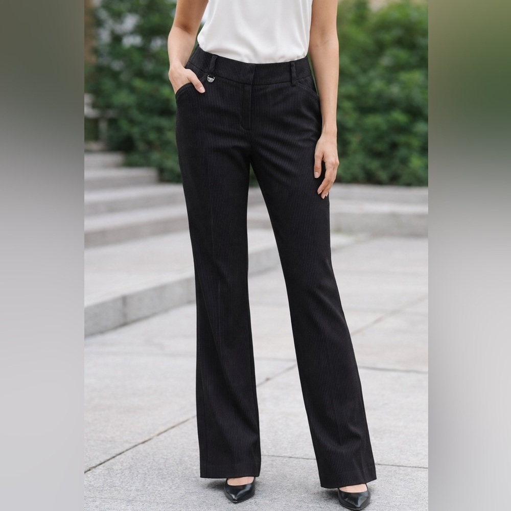 New York & Company Charcoal Pinstripe Trousers
